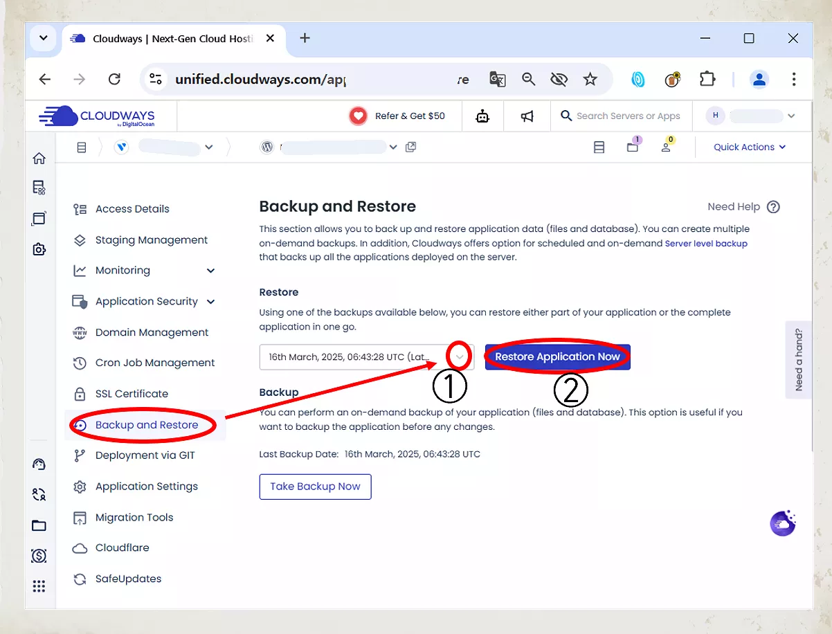 워드프레스 글쓰기_수동 백업_복원선택 실행